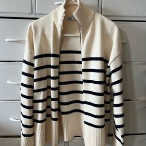 Striped knit cardigan